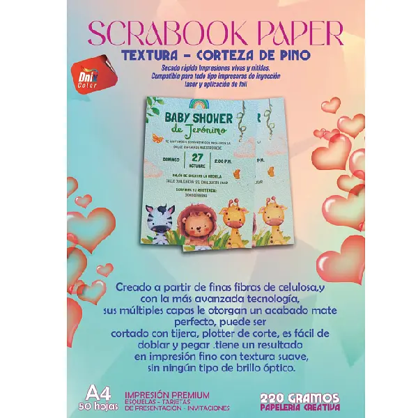 Papel Textura Corteza De Pino 230 Gr* 50 Hojas