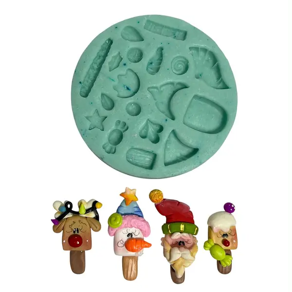 Molde Silicona Paletas Navideñas