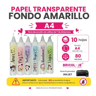 Papel Transparente Fondo Amarillo *10 Hojas