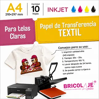 Papel De Transferencia Textil * 10 Hojas