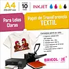 Papel De Transferencia Textil * 10 Hojas