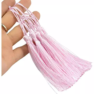 12 Borlas De Hilo Rosadas Pastel
