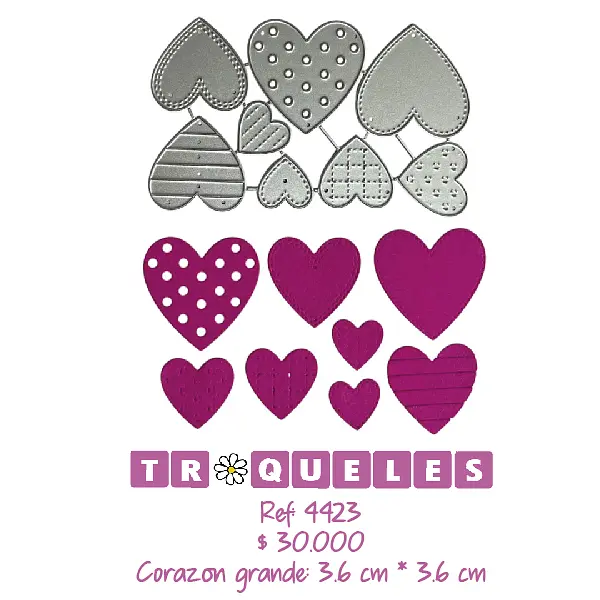 4423 Troquel Corazones Varios