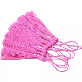 12 Borlas De Hilo Fucsias