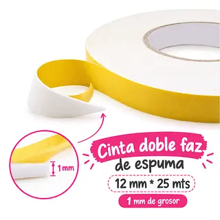 Cinta Doble Faz De Espuma 12 Mm * 25 Mts