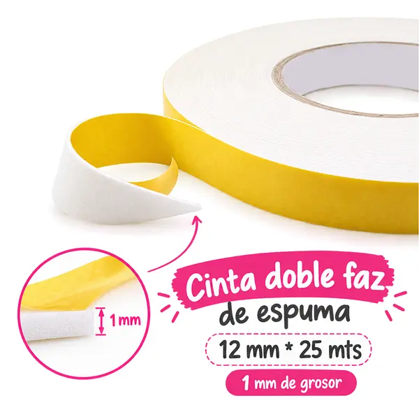 Cinta Doble Faz De Espuma 12 Mm * 25 Mts