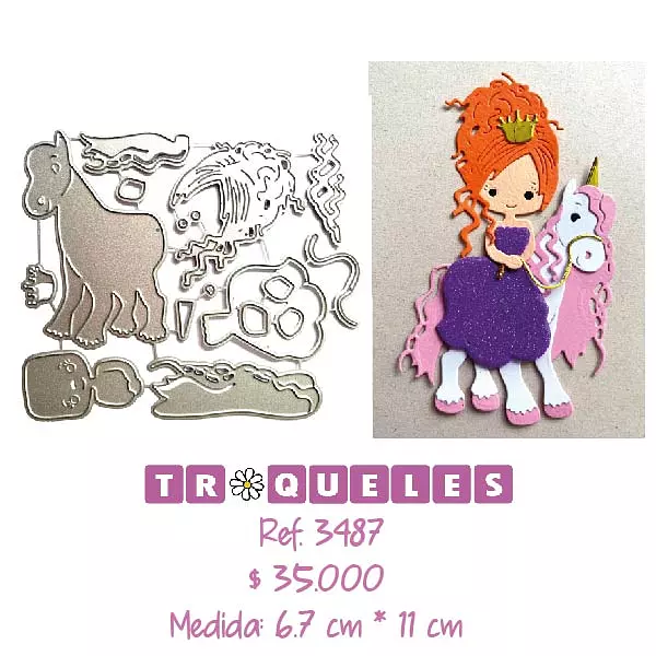 3487 Troquel Princesa Y Unicornio