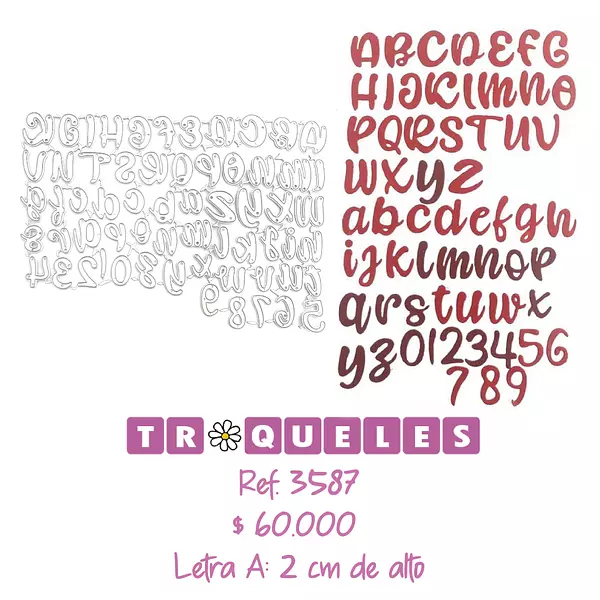 3587 Troquel Abc Mayúsculas, Minúsculas Y Numeros
