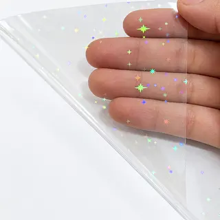 16 Hojas De Vinilo Holografico Estrellas Varias