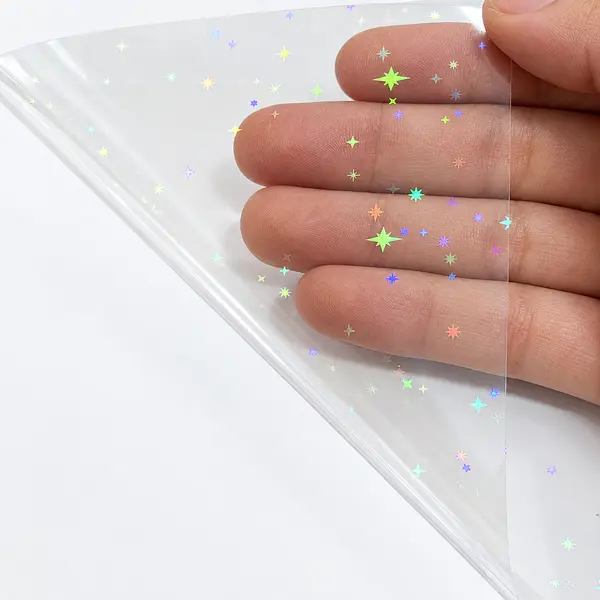 16 Hojas De Vinilo Holografico Estrellas Varias
