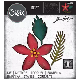 664755 Troquel Bigz Flor De Navidad, Hoja Y Rama