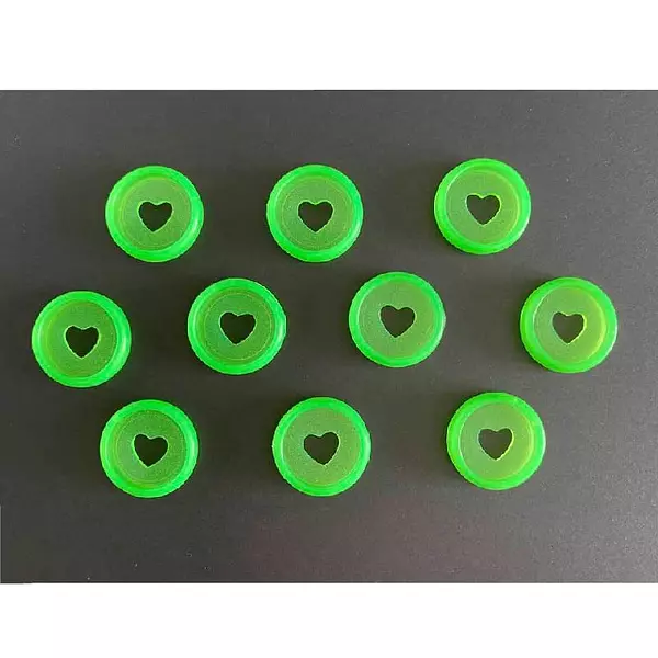 Discos Corazón Verde Fluorecente 2.3 Cm * 10 Pz