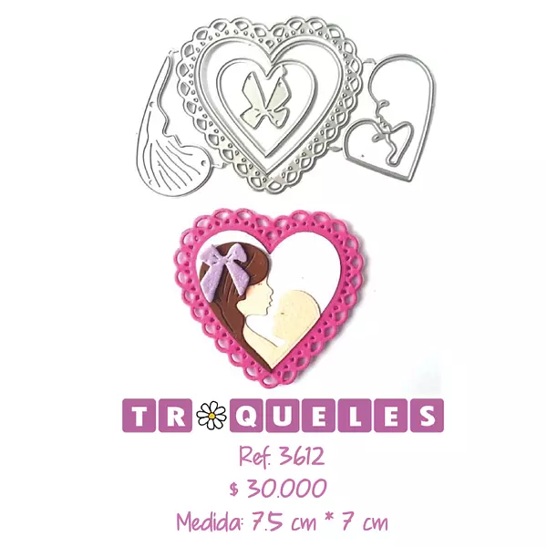 3612 Troquel Corazon Madre E Hijo