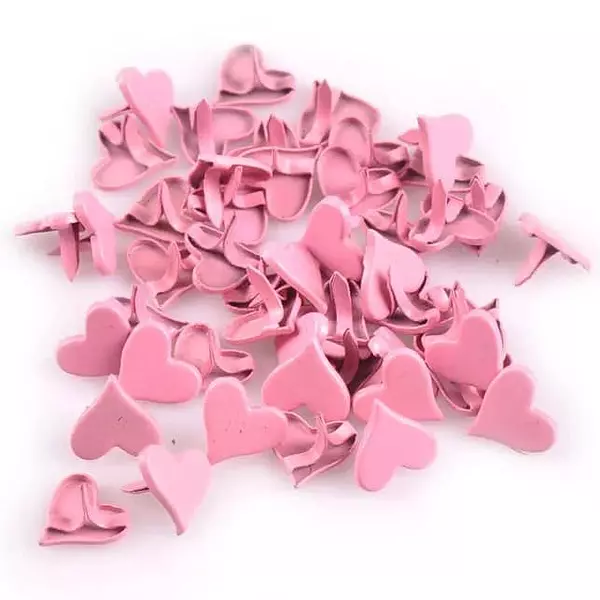 Brads Corazones Rosados * 50 Pz