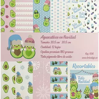 Aguacativos de Navidad - Block de Papel A Una Cara (12 Hojas