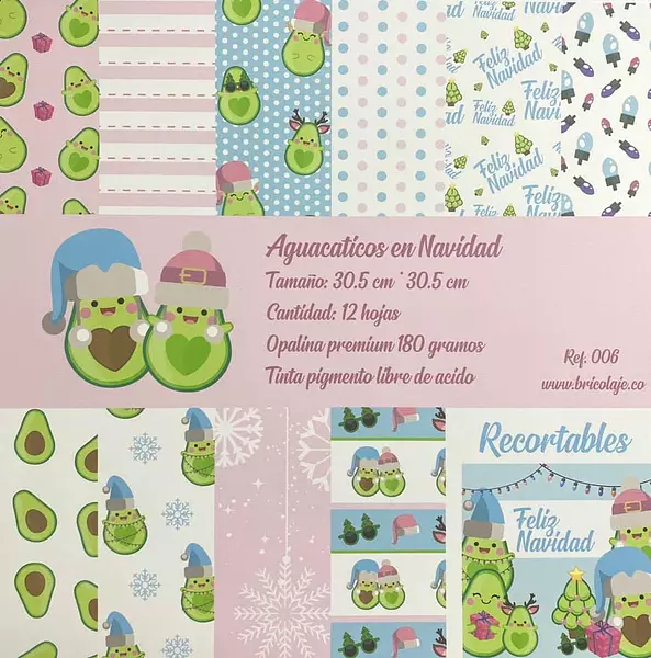 Aguacativos de Navidad - Block de Papel A Una Cara (12 Hojas