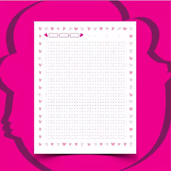 100 Hojas Para Agendas Corazones Magenta