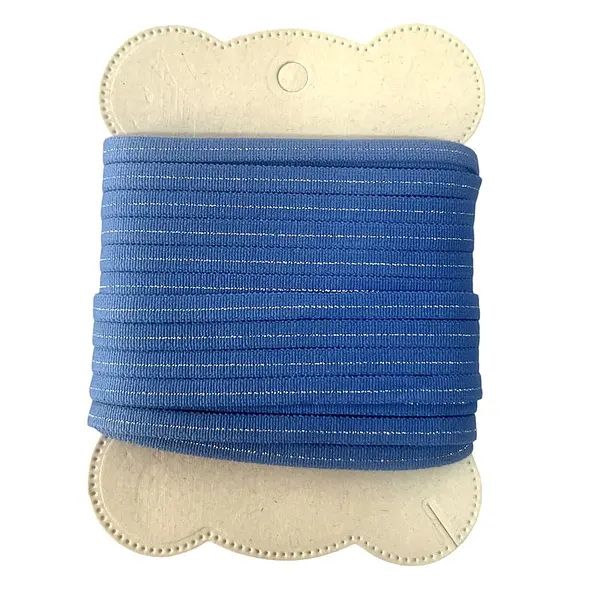 Elastico Azul Jean Con Hilo Plateado * 10 Mts