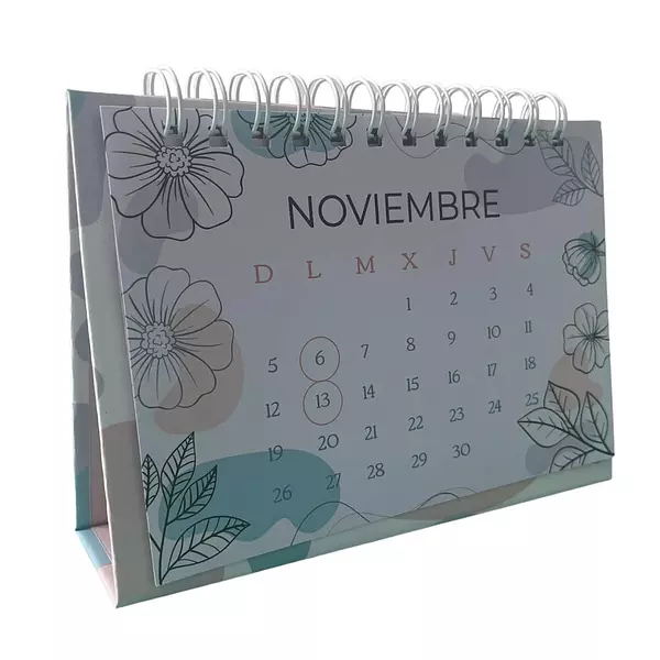 Diseño Calendario 2025 Flores De 12 Argollas