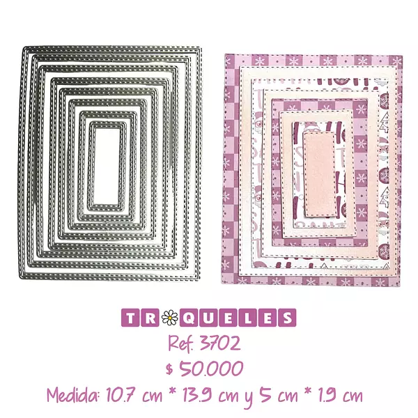 3702 Troquel Rectangulos Con Pespunte