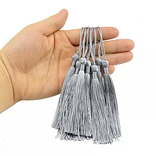 12 Borlas De Hilo Plateada