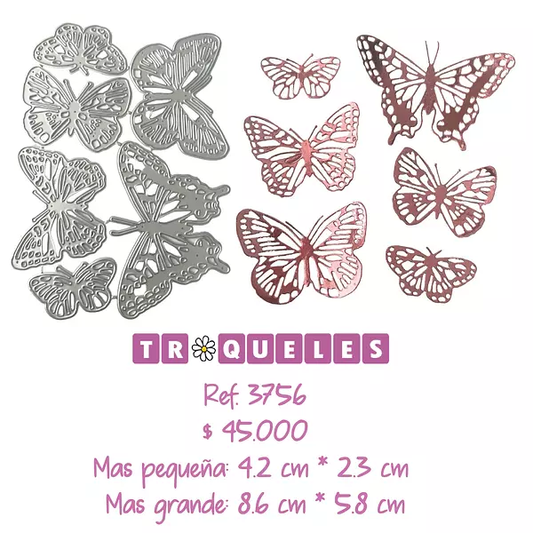 3756 Troqueles Mariposas Caladas * 6 Pz