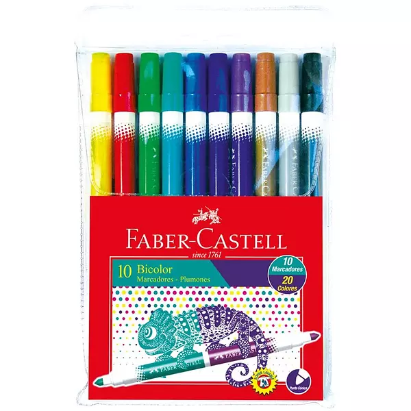 Marcador Bicolor Punta Conica * 10 Pz