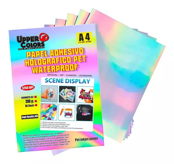 Papel Adhesivo Holografico Pet Waterproof * 20 Hojas