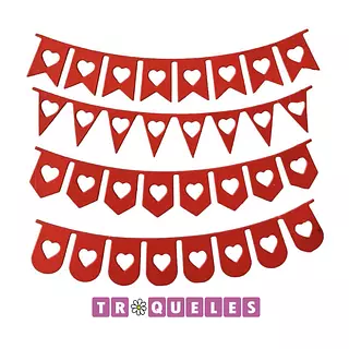 3793 Troquel Banderines Corazones