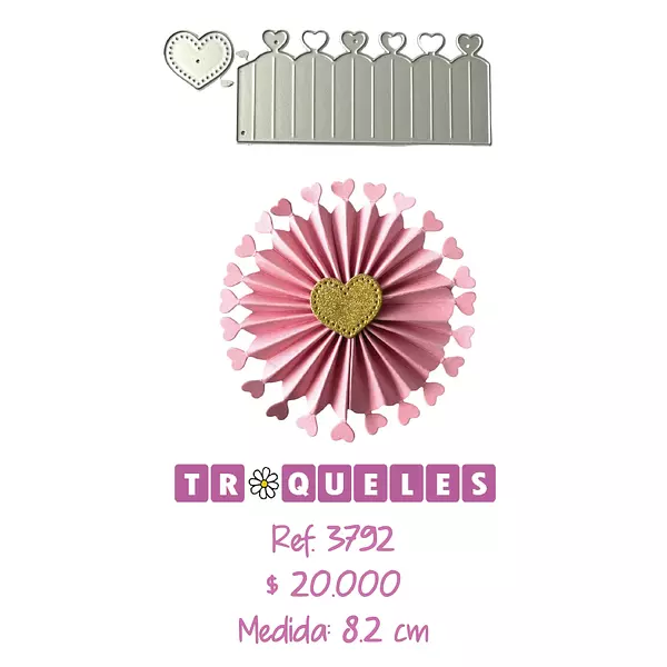 3792 Troquel Abanico Puntas Corazon