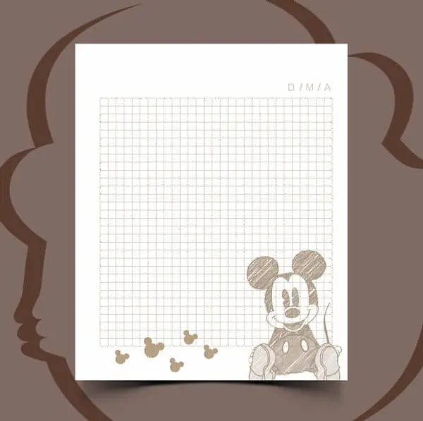 100 Hojas para Agendas Mickey 17 Cm * 21 Cm