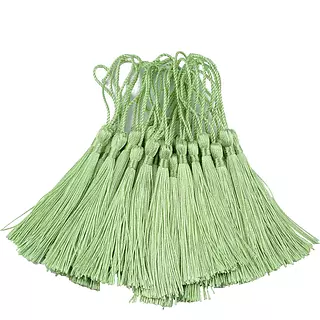12 Borlas De Hilo Verde Hierba