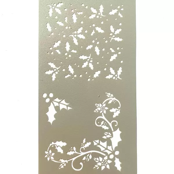 Stencil Ponsetias Y Texto Navidad