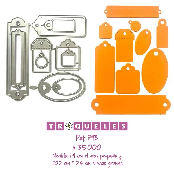 T0743 Troquel Etiquetas * 10 Pz