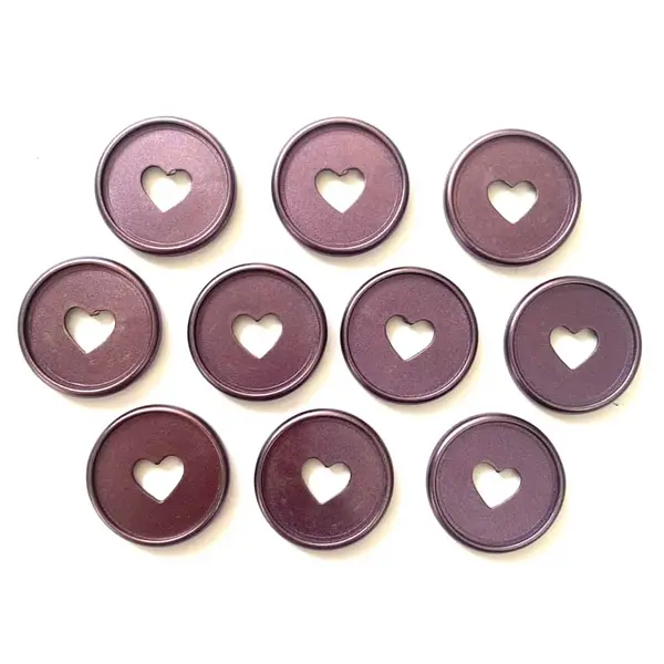 Discos Corazon Morado 3.5 Cm * 10 Pz