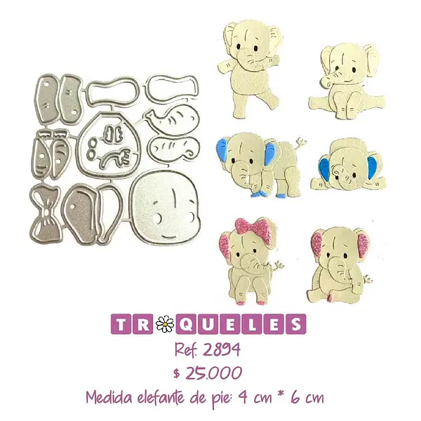 2894 Troquel Elefante Diferentes Posiciones