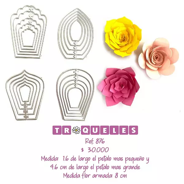 T0876 Troquel Petalos De Flores 4 Diseños