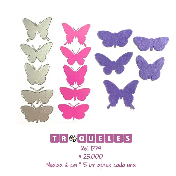 T1774 Troquel Mariposas * 5 Pz