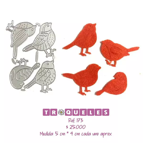 T0173 Troquel Pájaros * 4 Pz