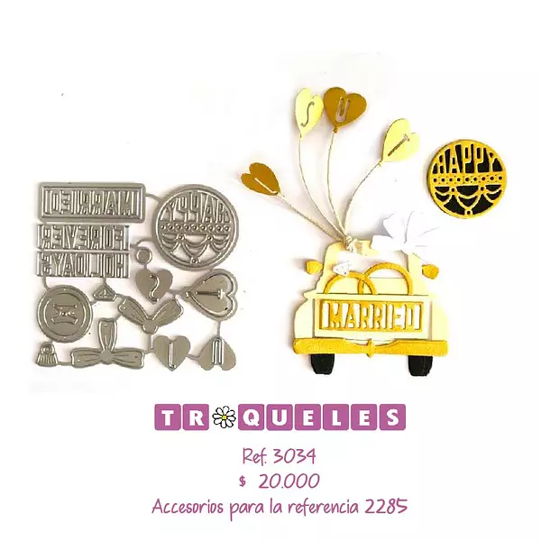 3034 Troquel Accesorios de Novios para Carros