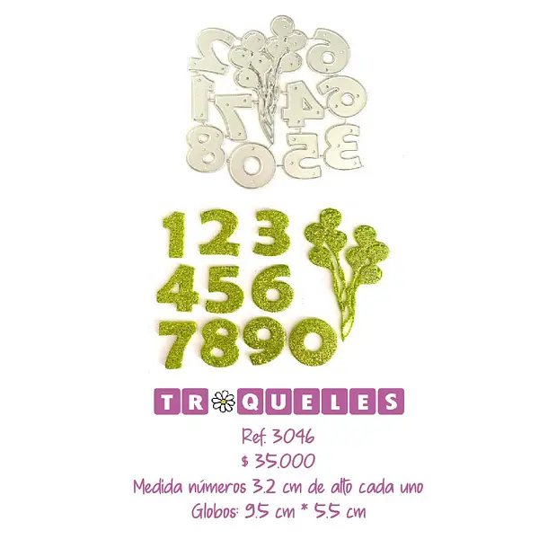 3046 Troquel Números y Globo