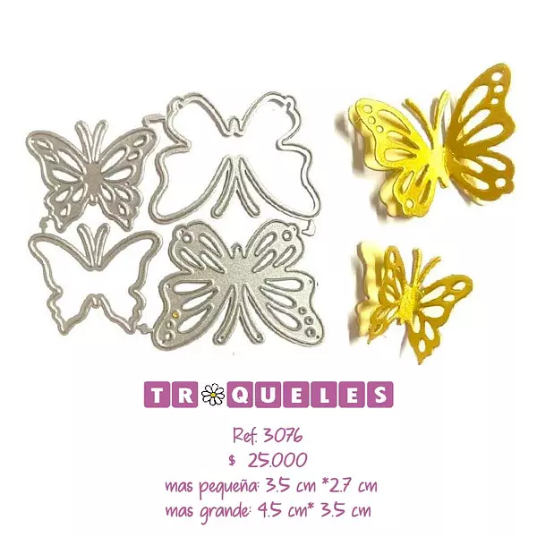 3076 Troquel Mariposas * 4 Pz