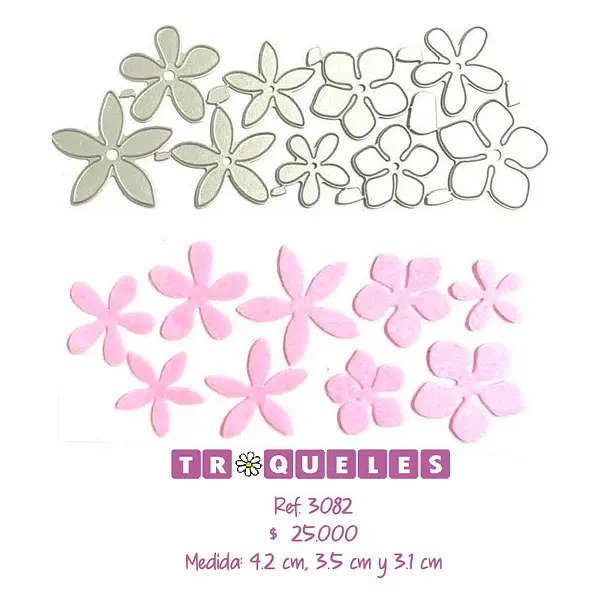3082 Troquel Florecitas Diferentes Estilos