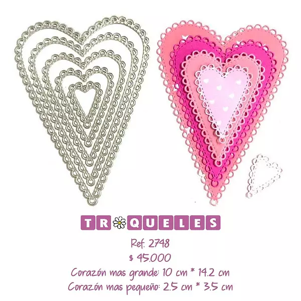 2748 Troquel Corazones * 5 Pz