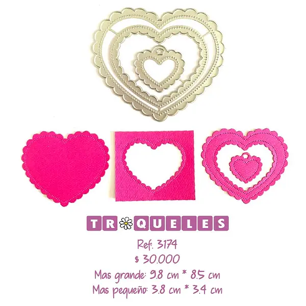 3174 Troquel Corazones de Ondas