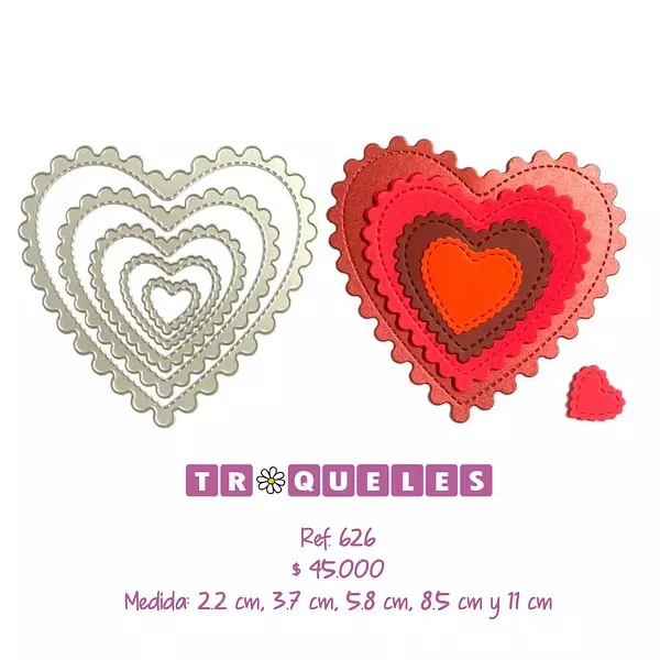 T0626 Troquel Corazones De Ondas * 5 Pz