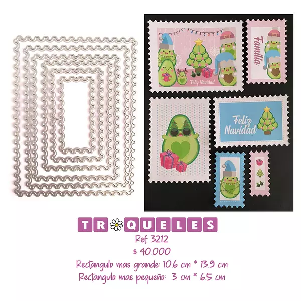 3212 Troquel Rectangulos Con Dientes * 6 Pz