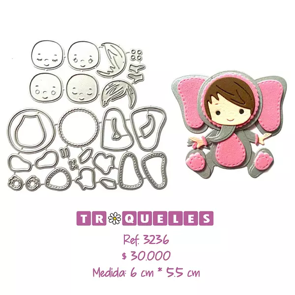 3236 Troquel Bebe Elefante