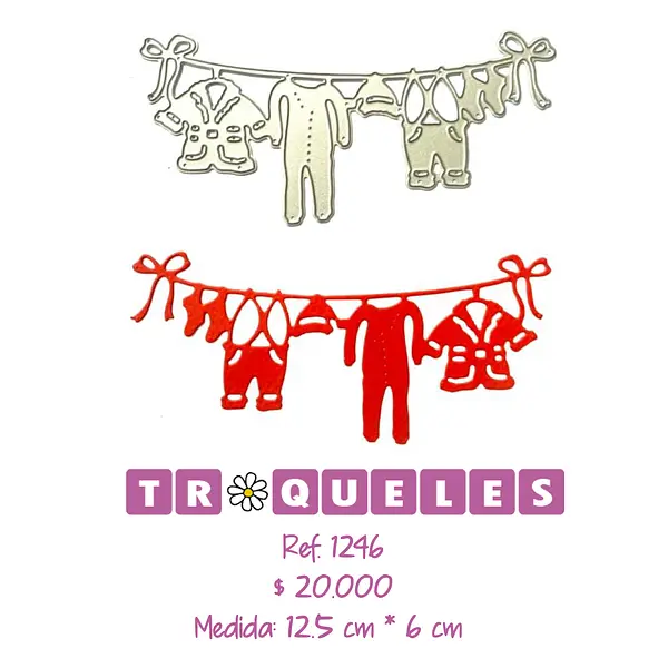 T1246 Troquel Banderín Ropa Papá Noel