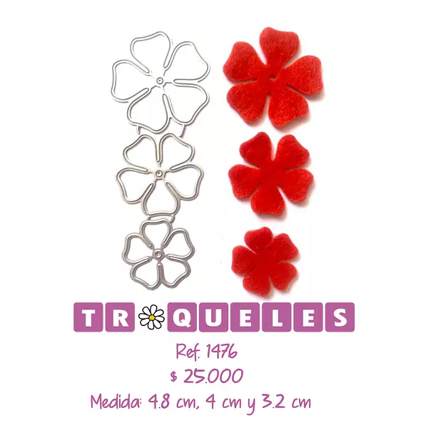T1476 Troquel Flores De 5 Petalos